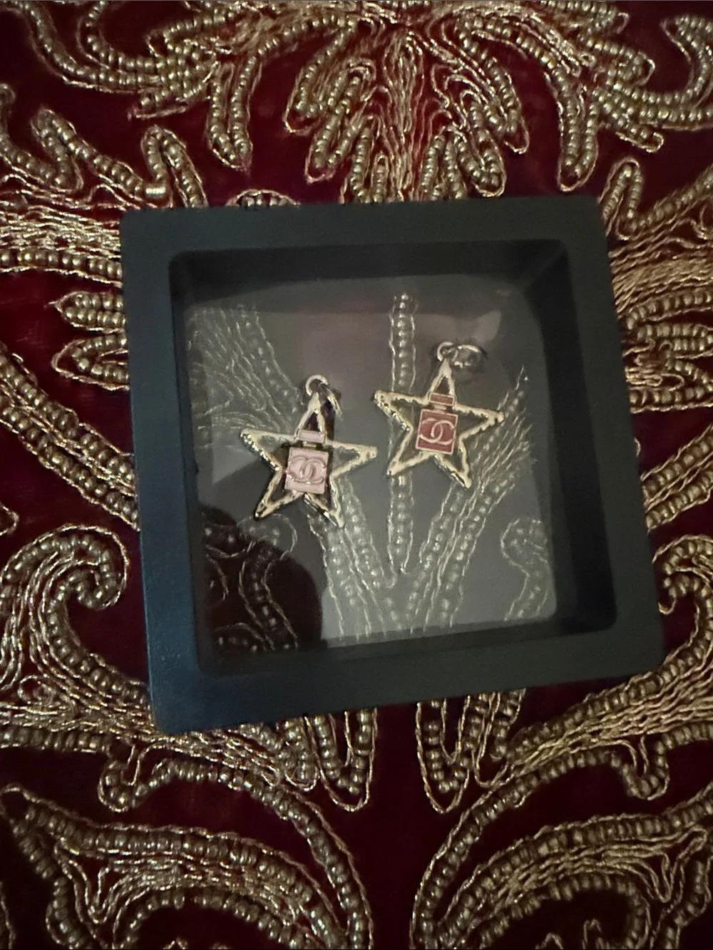 Chanel Gold Star Charm Pendants- Gold and Pink. Stamped.